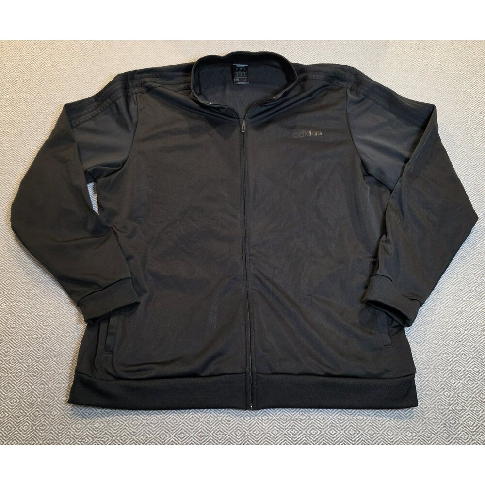 Adidas Men’s 2XL Black Full Zip Track Jacket Athletic Performance